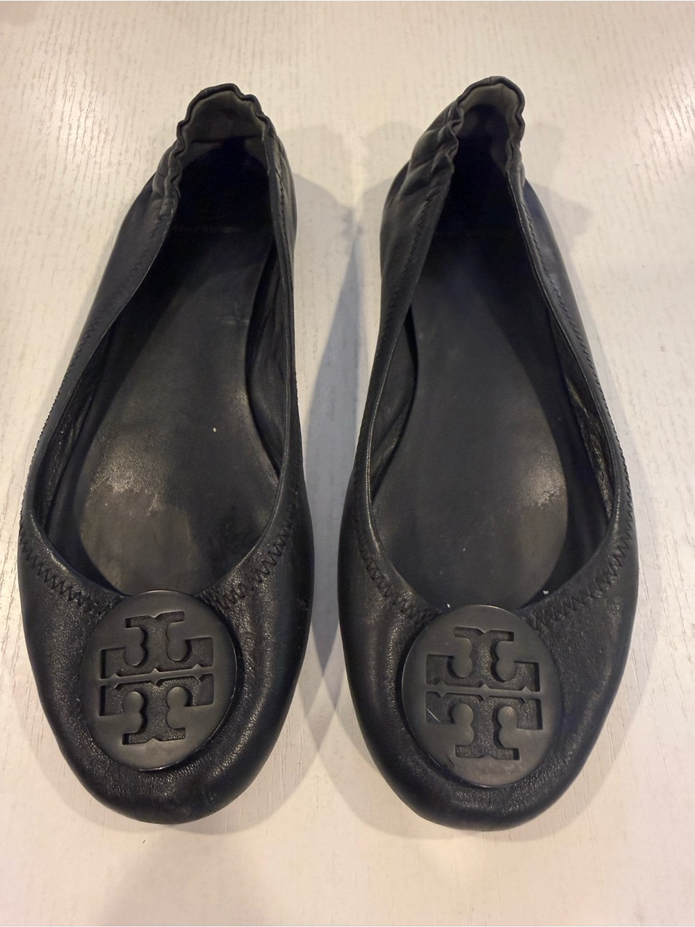 Tory Burch Black Minnie Leather Ballet Flats